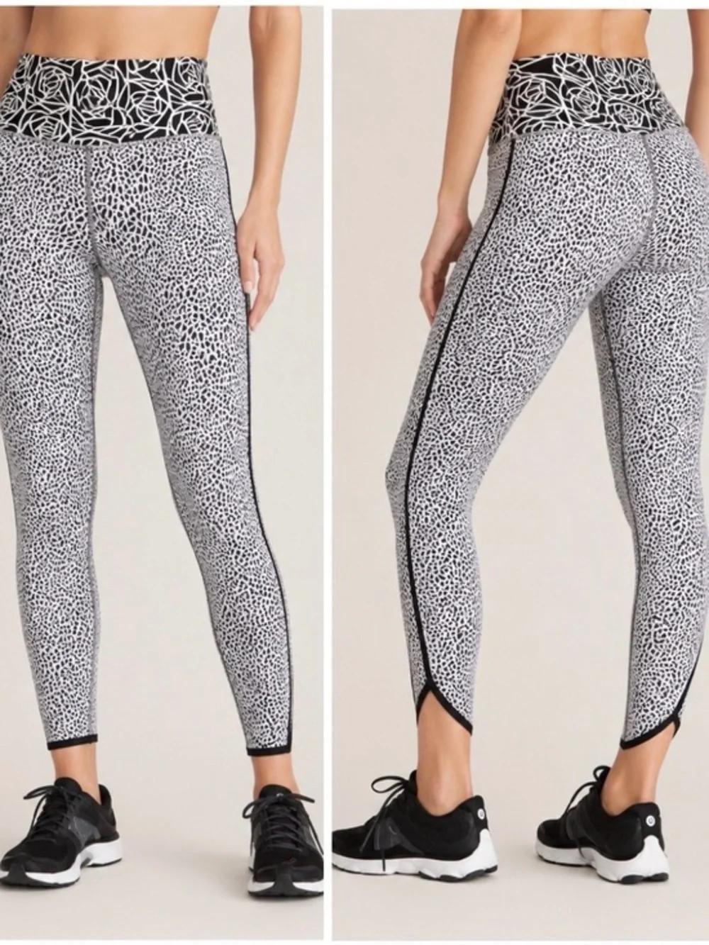 Lululemon Real Quick Leggings Posey Black White High Rise Athletic Yoga Pants
